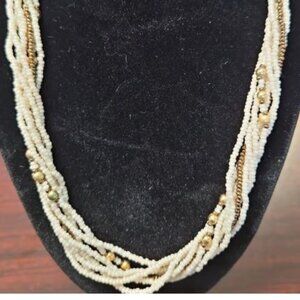 Beautiful white and gold beaded necklace